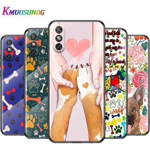 Cute Paw Print Dog For Huawei Y6 Y7 Y9 Y5P Y6P Y8S Y8P Y9A P Smart Z 2019 2020 2021Tempered Glass Cover Phone Case