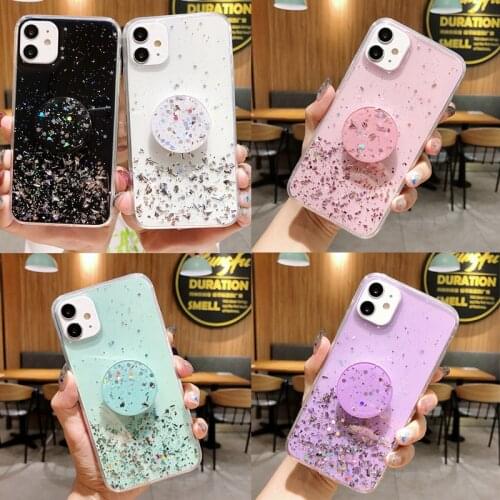 Glitter Bling Case For Oppo Realme 7 X7 6 Pro X50 C12 C15 Reno 3 4 Pro ACE F17 Pro A72 A73 A92 A93 With Stand Holder Case Cover