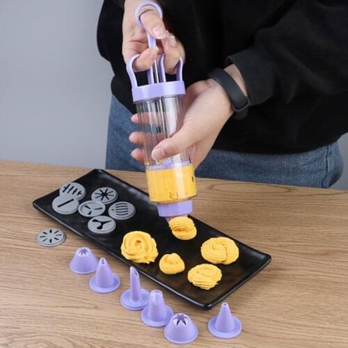 Cookie Making Mold Cookie Press Kit Gun Machine Cake Decor 8 Press Molds 8 Pastry Piping Nozzles Cookie Tool Biscuit Make 11