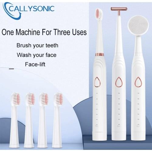 CALLYSONIC Sonic Electric Toothbrush 6 Mode USB Charger Rechargeable Tooth Brushes Cleansing Brush Electric Massage Stick