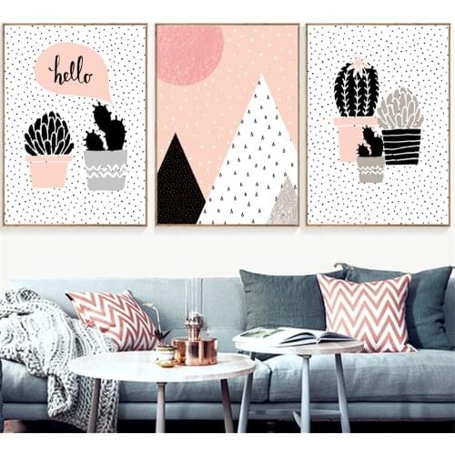 Cactus Geometry Canvas Painting Nordic Poster Wall Art Canvas Posters and Prints Wall Pictures Kids Room Bedroom Decor