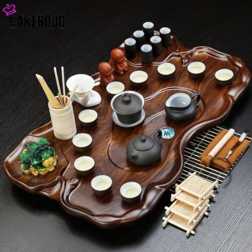 Chinese Tea Ceremony Zisha Kung Fu Tea Set Coffee Table Service Tray Simple Tea Table Drainage Water Storage Solid Wood Tea Tra