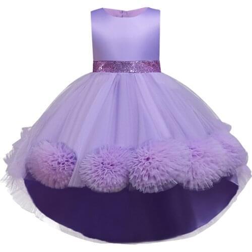 Trending hot sale 2021 summer evening princess dress for children sequined waist 2-10 year old trailing Flowers Girls dresses
