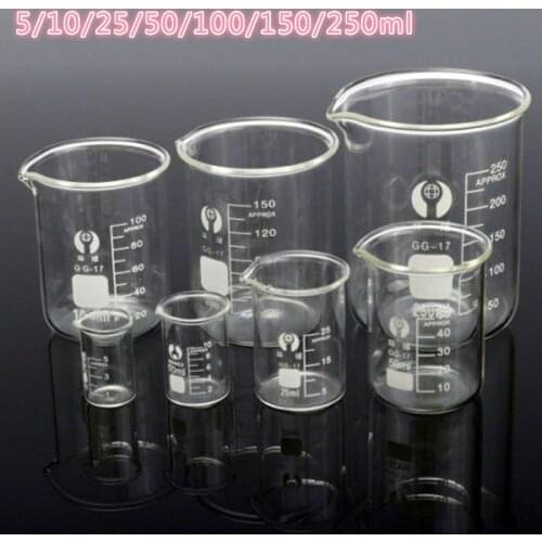 1set 5/10/25/50/100/150/250ml Lab Borosilicate Glass Beaker Heat-resist Scaled Measuring Cup Laboratory Equipment