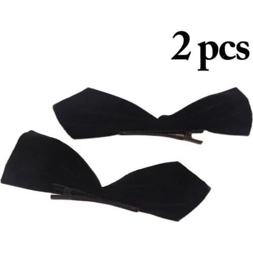 2Pcs Fashion Bowknot Hair Clips Solid Color Creative Hair Barrette Duckbill Hairpin Hair Accessories For Women Girls