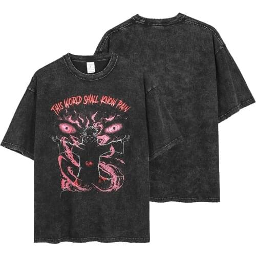 Mens short sleeve t-shirt 2021 Anime pain printed t shirt retro washed 100% cotton tops t harajuku tshirt streetwear hip hop