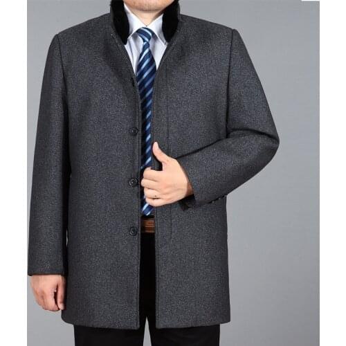 New Winter Men Coat Warm Casual Mandarin Collar Single Breasted Thick fashion thick Mens Fur Collar Coat plus size M-2XL3XL4XL