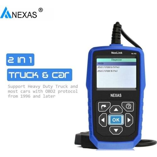 NEXAS NL102 Professional OBD2 Auto Heavy Duty Scanner 2 in 1 with Battery Monitor for Universal Cars/Trucks OBD Diagnostic Tool