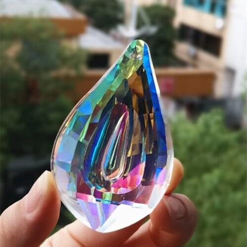 Colorful Crystal Chandelier Prism Lamp Parts Hanging Ornament Window Suncatcher Loquat Pendant Home Wedding Party Decor Figurine