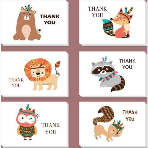 6Pcs/Set Flower Thank You Cards Wedding Party Invitation Greeting Cards With Envelopes Thanksgiving Blessing Postcards