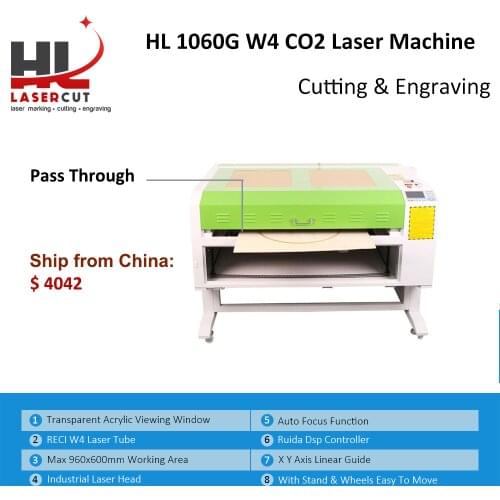 RECI W4 100W CO2 Laser Cutting Engraving Machine 1000*600MM CO2 Laser Cutter Engraver CW5000