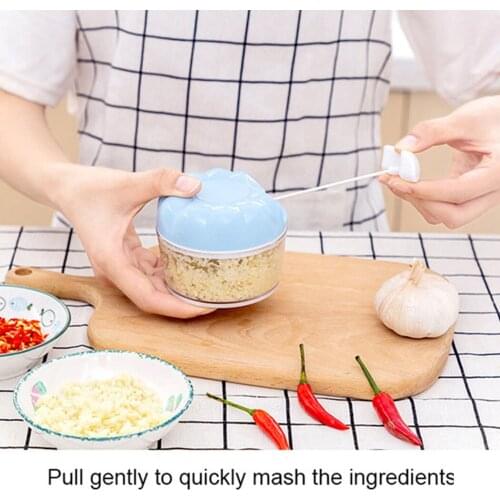 Manual Garlic Chopper Eco-Friendly Plastic Stainless Steel Mini Vegetable Chopper Home Food Chopper Practical Kitchen Supplies