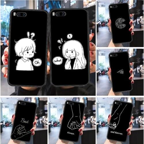 Couple Lovers Best Friends Forever Phone case For Xiaomi Mi Max Note 3 A2 A3 8 9 9T 10 Lite Pro Ultra Frosted black luxury