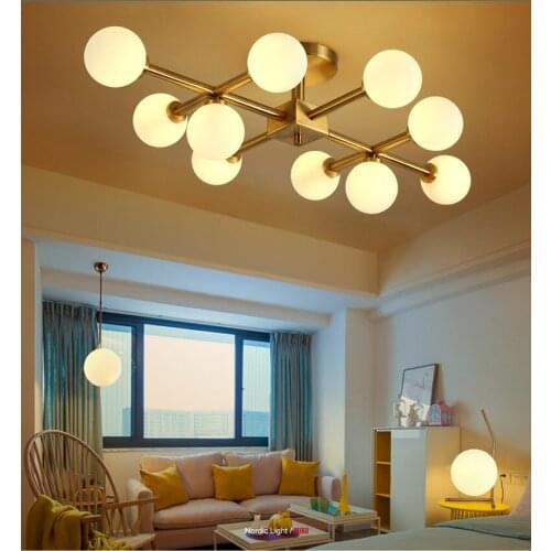 North Europe LED Modo Glass Ball Ceiling Lighting Gold Ceiling Lamp glass lampshade for Livingroom Bedroom Restaurant Decoration