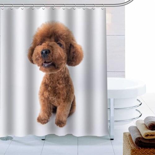 Poodle Dog Shower Curtain Polyester Fabric Print Bath Curtains For Bathroom Waterproof Bath Curtain Hook Modern Eco-Friendly