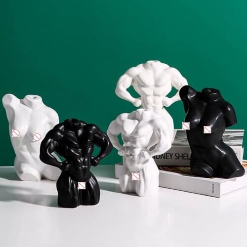 Nordic Body Art Bust Statue Ceramic Vase Crafts Dried Flowers Ornaments Room Flower Arrangement Home Decoration Accessories gift