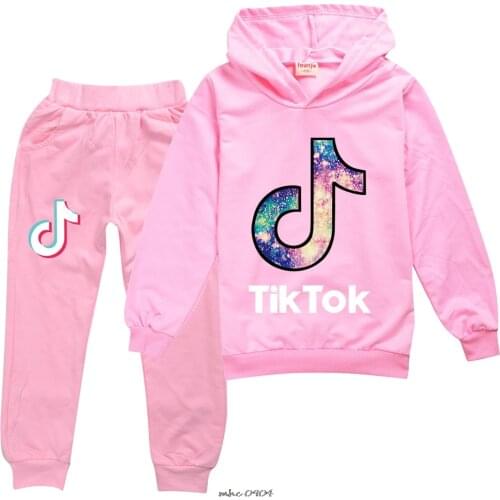 Tik Tok Spring Autumn Boys Hooded Childrens Clothing Cotton Sports Suit Fashion Girls Clothes Toddler Tracksuits