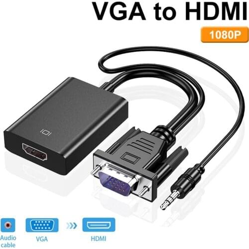 VGA Male to HDMI Female Adapter HD 1080P Video Converter Cable for PC Laptop No Driver Needed Plug And Play Transmission Cable
