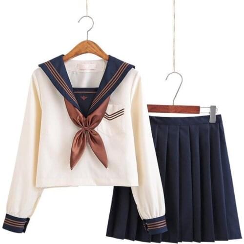 Japanese School Uniforms Anime COS Sailor Suit Jk Uniforms College Middle School Uniform For Girls Students Light Yellow Costume