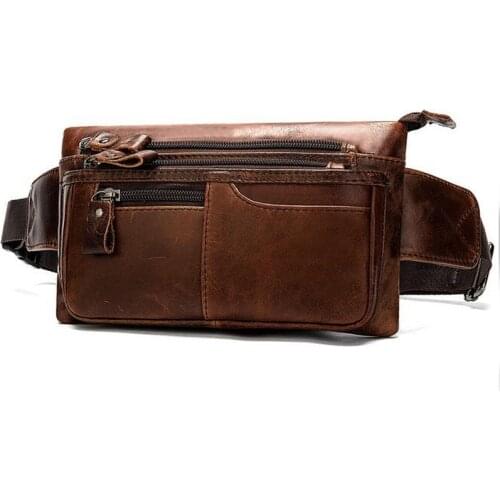 Men Fanny Pack Genuine Leather for Men Waist Bag Money/Phone Belt Bag Hip Bum Waist Pack Travel Pouch Bags Waist Purse Bag