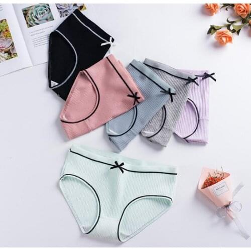 Lingerie Plus Size Women Panties Sexy Lace Bow Panties Breathable Girls Seamless Women Underwear Panties Waist Briefs