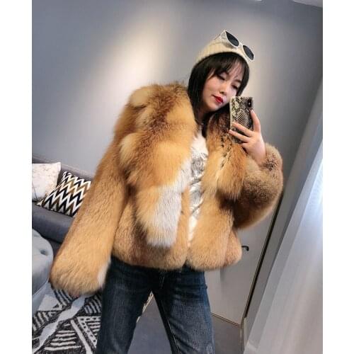 2019 Womens Fox Fur Coat Real Red Fox Fur Winter Coat Genuine Natural Silver Fox Fur Clothing For Female Thicken Warm Jacket