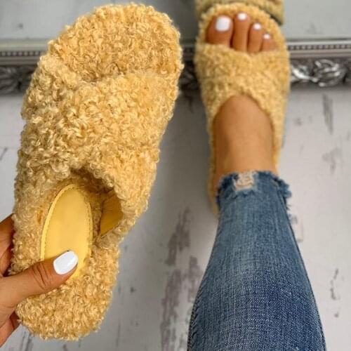 Winter Womans Slippers Soft Plush Home Slipper Comfortable Autumn Warm House Flat Shoe Fashion Casual Slip on Ladys Slides