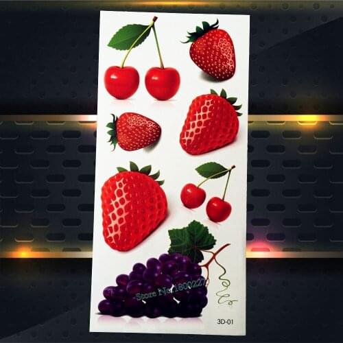 1PC Fruits Designs Sexy Women Body Art Painting Tattoo Stickers P3D-01 Fake Flash Waterproof Temporary Selfie Tattoo Paste Paper