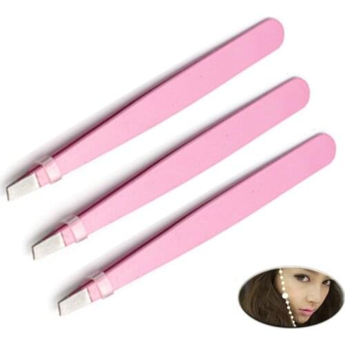 1pc Womens Eyebrow Tweezers Stainless Steel Eye Brow Tweezer Lashes Curler Nasal Hair Removals Top Quality Makeup Tools