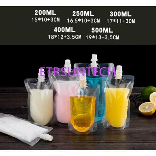 1000pcs/lot Stand-up Plastic Drink Packaging Bag Spout Pouch for Beverage Liquid Juice Milk Coffee