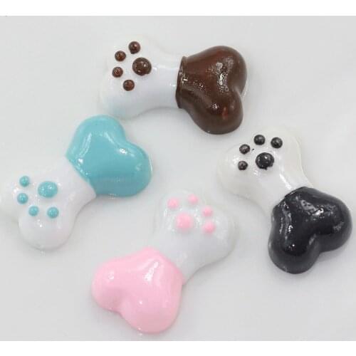 20/50pcs Kawaii Simulation Miniature Resin Pet Dog Bone Print Flatback Cabochon Craft Decoration DIY