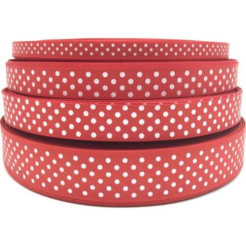 10mm 15mm 20mm 25mm Grosgrain Ribbon Red Printing Polka Dot Hair Bow Party Christmas Wedding Decoration DIY Gift Wrapping