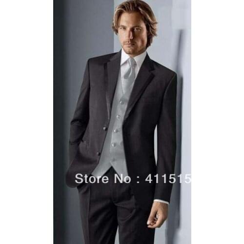 Free shipping/black Men Wedding Suits Best man Suits Black Notch Lapel Groom wear Tuxedos/custom made cheap Groom men dress