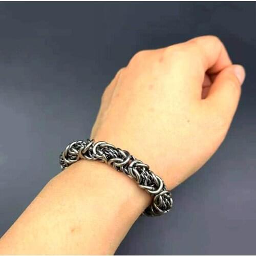 Handmade Cuff Chain Bracelet For Men Made Of Titanium -Pure Without Pendant-Thick Bracelet Design Jewelry