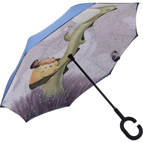 Kids Umbrella for Girls Boys Reverse Umbrella Kids Anti-UV Inverted Toddler Umbrella Windproof Cute Animal Umbrella