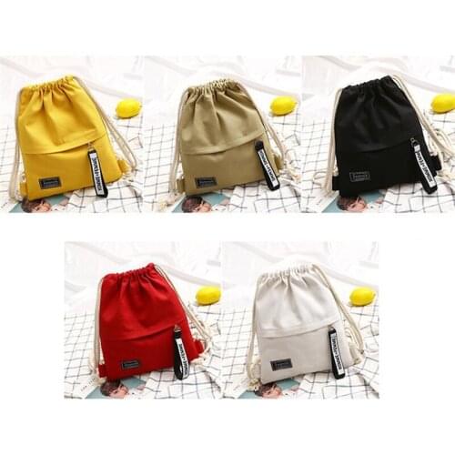Drawstring Backpack Canvas School Gym Canvas Drawstring Bag Canvas Storage Pack Rucksack Pouch For School Back Pack For Teen