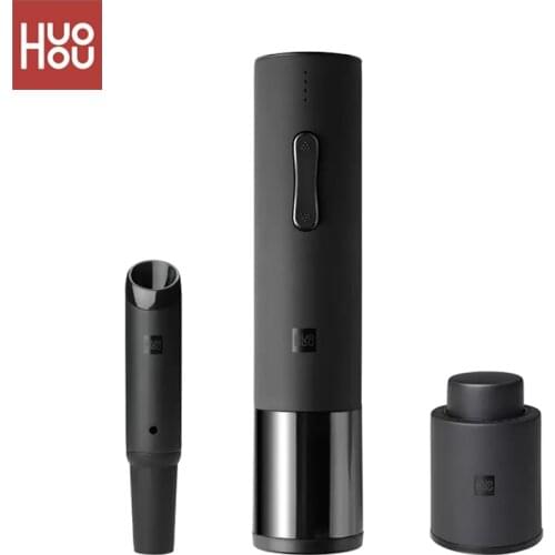 Original HUOHOU Automatic Wine Bottle Opener Kit Stopper Decanter Electric Corkscrew with Foil Cutter Gift Option From Youpin