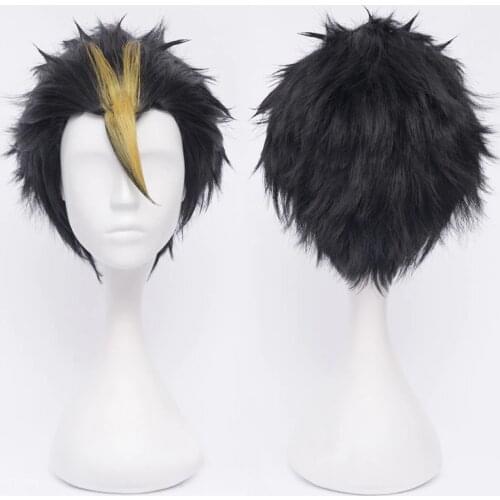 Haikyuu!! Blonde Anime Wig Nishinoya Yuu Cosplay Accessories Short Black Heat Resistant Hair Cosplay Costume Wigs + Free Wig Cap