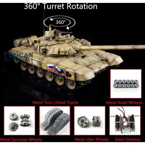 Heng long 1/16 TK7.0 Russia T90 RC Tank 3938 360° Turret Metal Tracks W/ Linkages TH17855