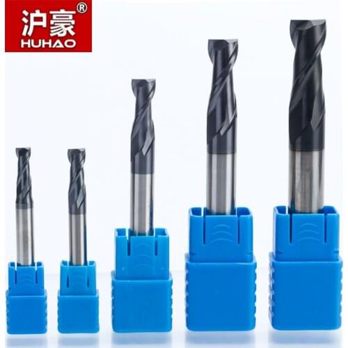 HUHAO 1PC 2 flutes Solid Carbide End Mill CNC Milling Cutter HRC45 Tungsten steel TiAIN Coat router bits for CNC machine
