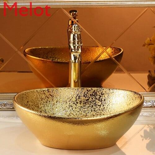 Ceramic golden ingot basin art basin European-style KTV bar bathroom basin sink