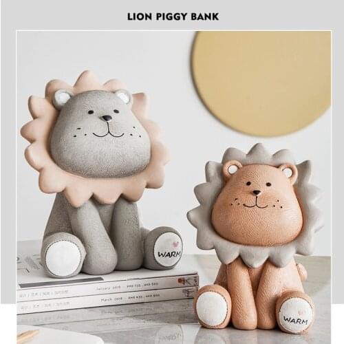 Large-capacity Lion Piggy Bank Large Creative Cute Lion Coin Children Piggy Bank Ornaments Living Room Decoration Ornaments