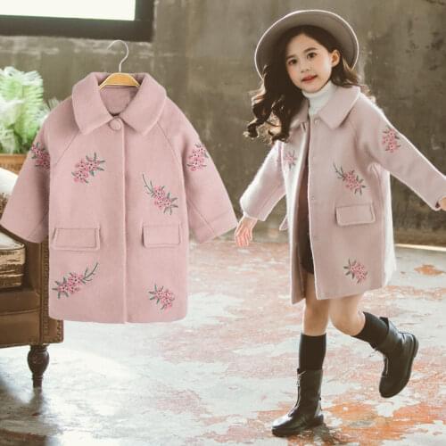 Printed Jacket Winter Spring Coat Outerwear Top Children Clothes School Kids Costume Teenage Girl Clothing Woolen Cloth High Qua