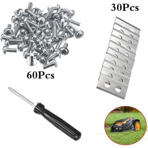 Replacement for Worx Landroid Mower Robot 30PCS Steel Spare Inserts 0.9MM + 60PCS Screws + 1PCS Screwdriver