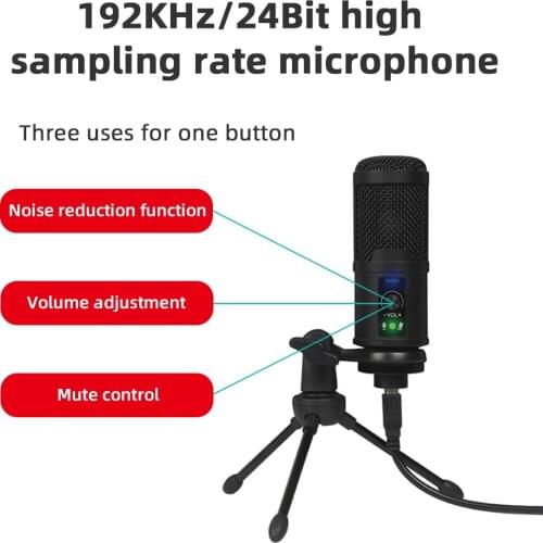 Metal Mic USB Computer Condenser Microphone Kit With Adjustable Scissor Arm Stand Shock Mount for YouTube Voice Overs-T669