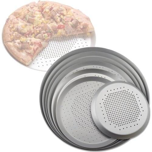 Metal Pancake Pizza Tray Nonstick Pizza Baking Pan Aluminum Pizza Screen Pasta Baking Tray Pizza Dishes Holder Bakeware Baking
