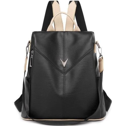 Fashion Women Leather Backpacks Vintage Female Shoulder Bag Travel Ladies Bagpack Large Capacity School Bags For Girls Women