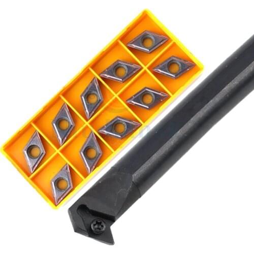 1pc S20R-SDWCR11 Internal turning toolholder for CNC machining+10pcs DCMT super wear-resistant Carbide lathe turning inserts set