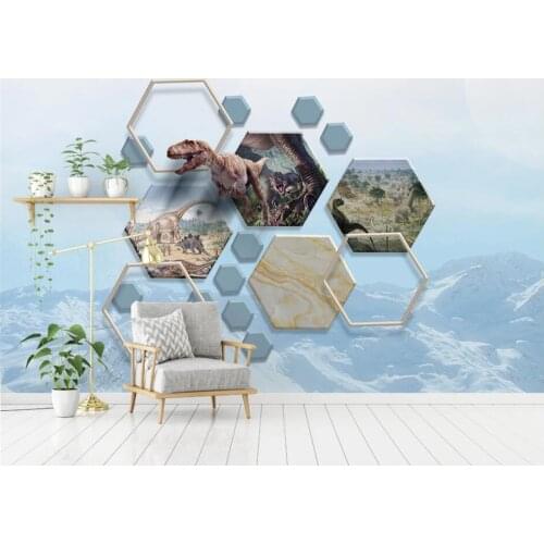 WDBH Custom mural 3d photo wallpaper Dinosaur geometric square marble home decor 3d wall murals wallpaper for living room