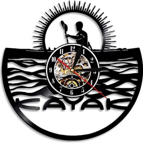 Niche Kayak Life Wall Clock Vinyl LP Record Time Clocks LED Vintage Timepiece Silent Quartz Wall Hanging Watch For Aquatics Gift
